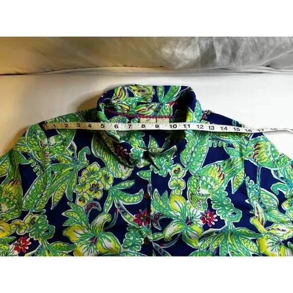 CARIBBEAN JOE Women’s XL Tropical Floral Button Down Blouse Long Sleeve Resort - Picture 5 of 9
